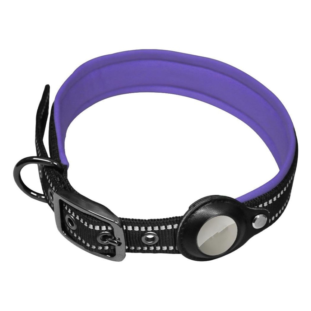 Rust-Proof Thick Belt Buckle Dog Tracking Positioning Neck Ring For AirTag, Size: S(Purple)