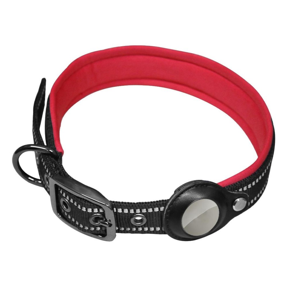 Rust-Proof Thick Belt Buckle Dog Tracking Positioning Neck Ring For AirTag, Size: S(Red)