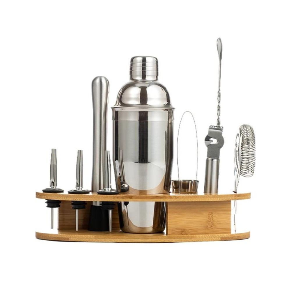 BY-011 11 In 1 Oval Wooden Stand Shaker Set Bartending Tools, Spec: 350ml