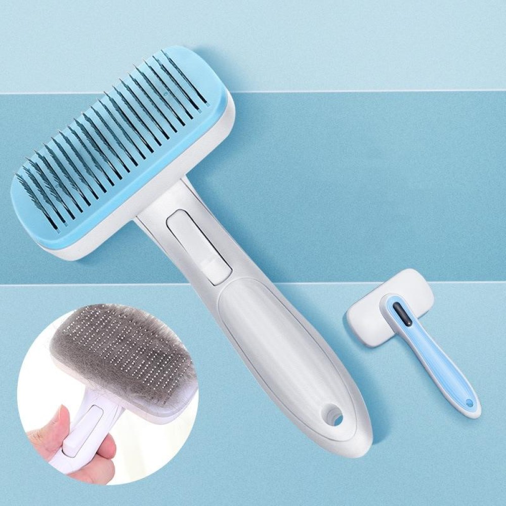 Pet Comb Cat Dog Hair Brush Hair Removal Tool, Style: Steel Wire (Blue)