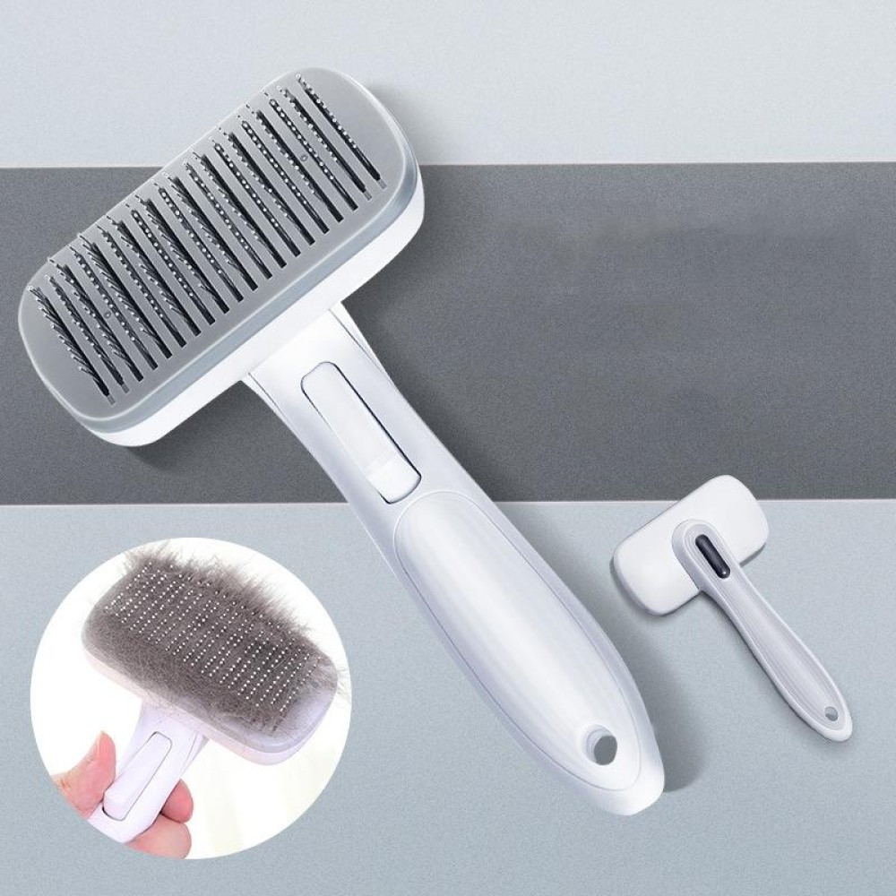 Pet Comb Cat Dog Hair Brush Hair Removal Tool, Style: Steel Wire Rubber Head (Gray)