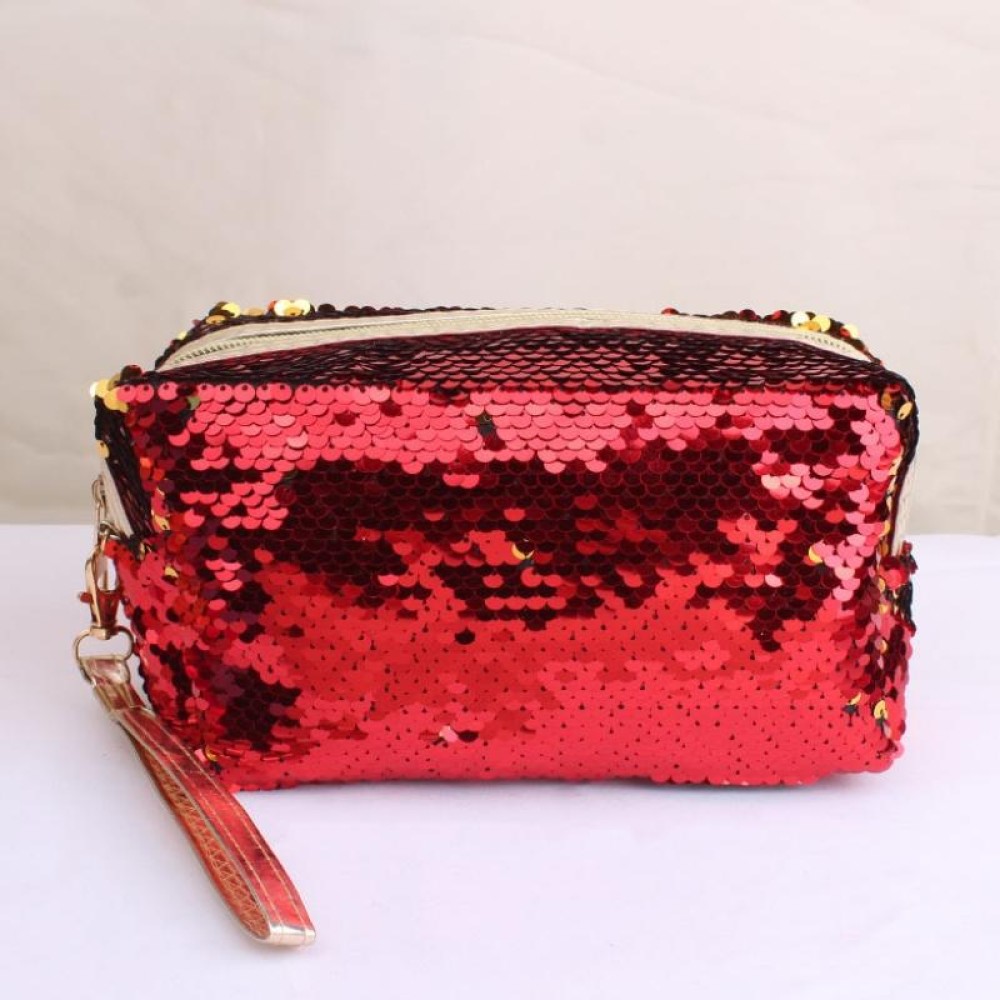 Travel Portable Sequined Anise Cosmetics Tote Storage Bag(Red)