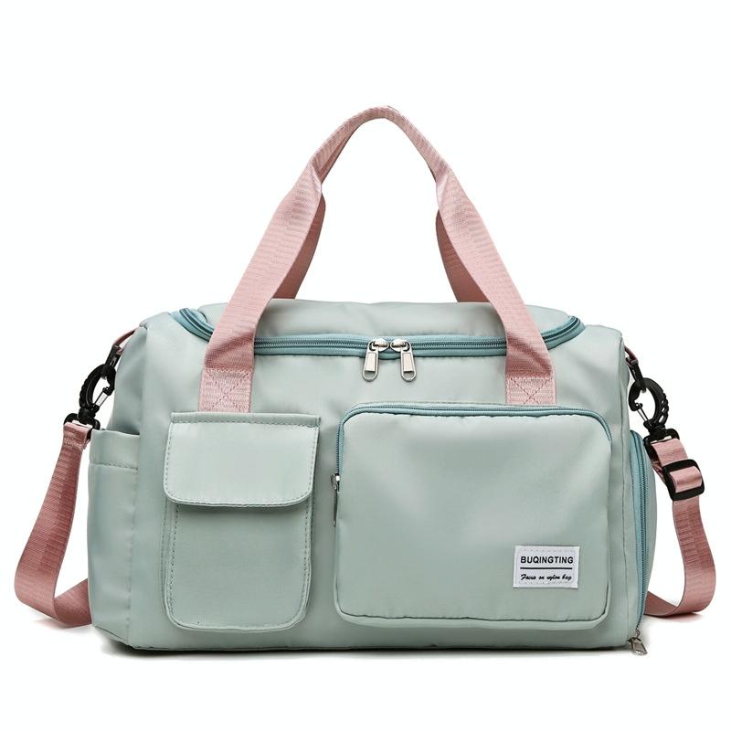 B-X336 Large Capacity Waterproof Travel Gym Bag Luggage Bag, Size: S(Green Pink)