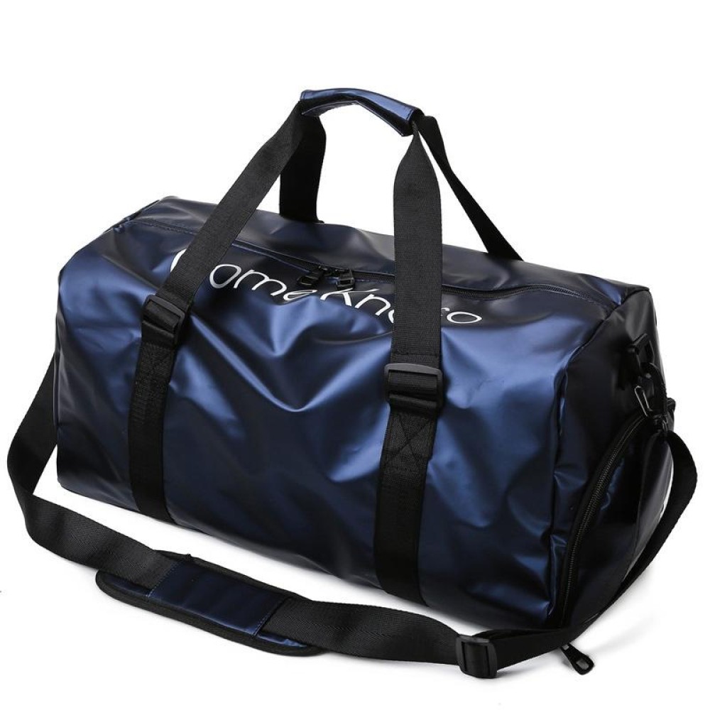 B-316 Large Capacity Glossy Waterproof Fitness Bag Luggage Bag(Blue)