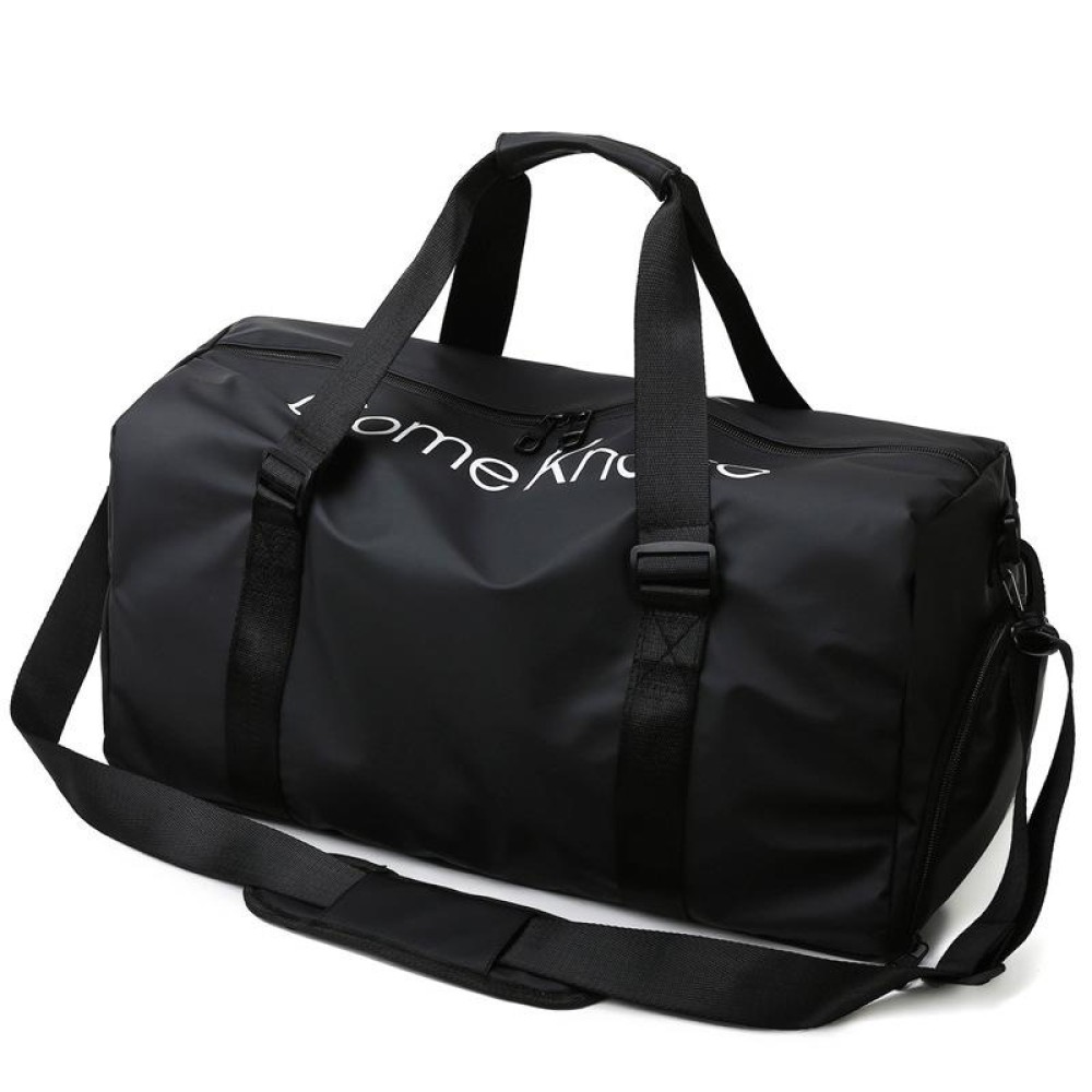 B-316 Large Capacity Glossy Waterproof Fitness Bag Luggage Bag(Black)