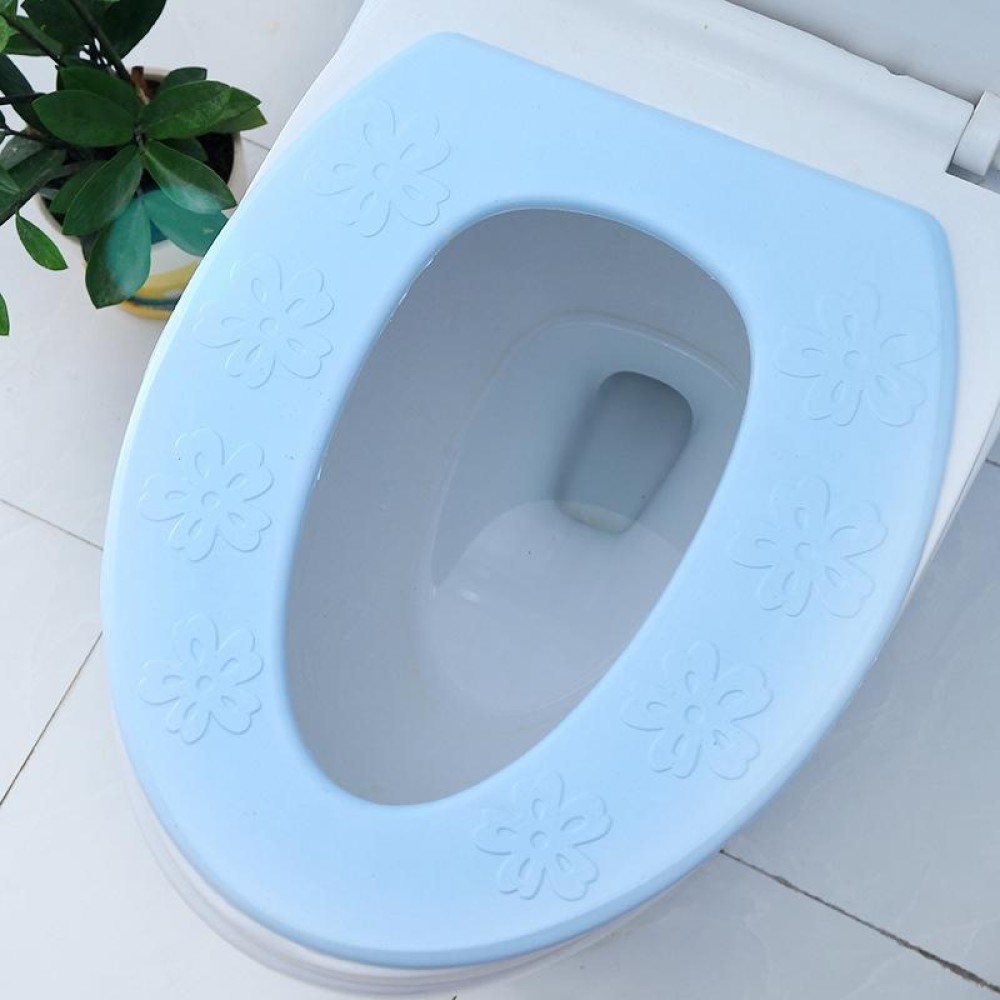 High Foam EVA Waterproof Thickened O-Type Toilet Cushion, Size: 40x34.5cm(Flower Blue)