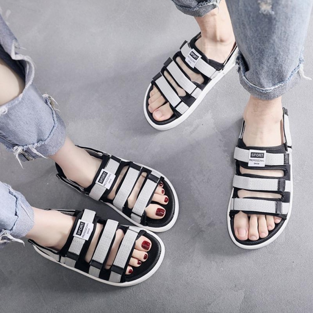 Summer Slippers Dual-purpose Beach Shoes Men Sandals, Size: 39(Gra+White)