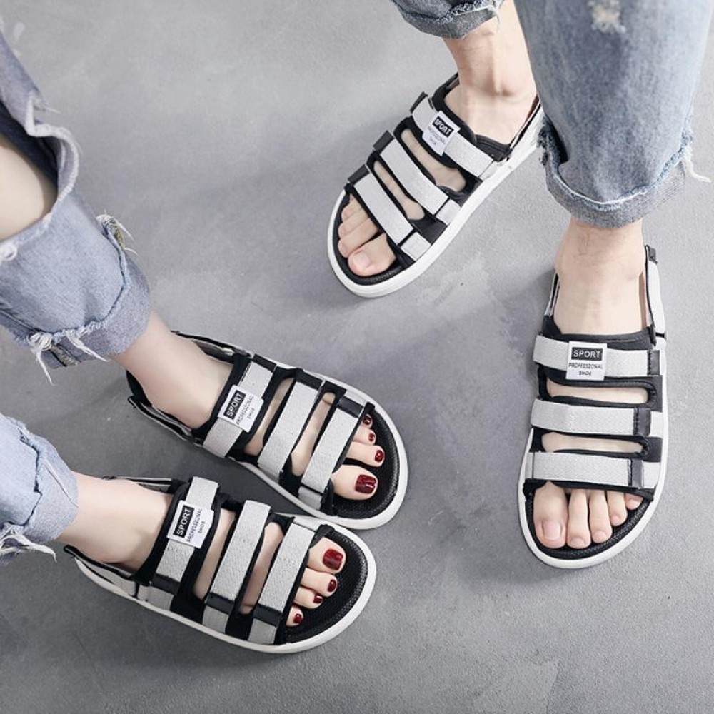 Summer Slippers Dual-purpose Beach Shoes Men Sandals, Size: 44(Gra+White)