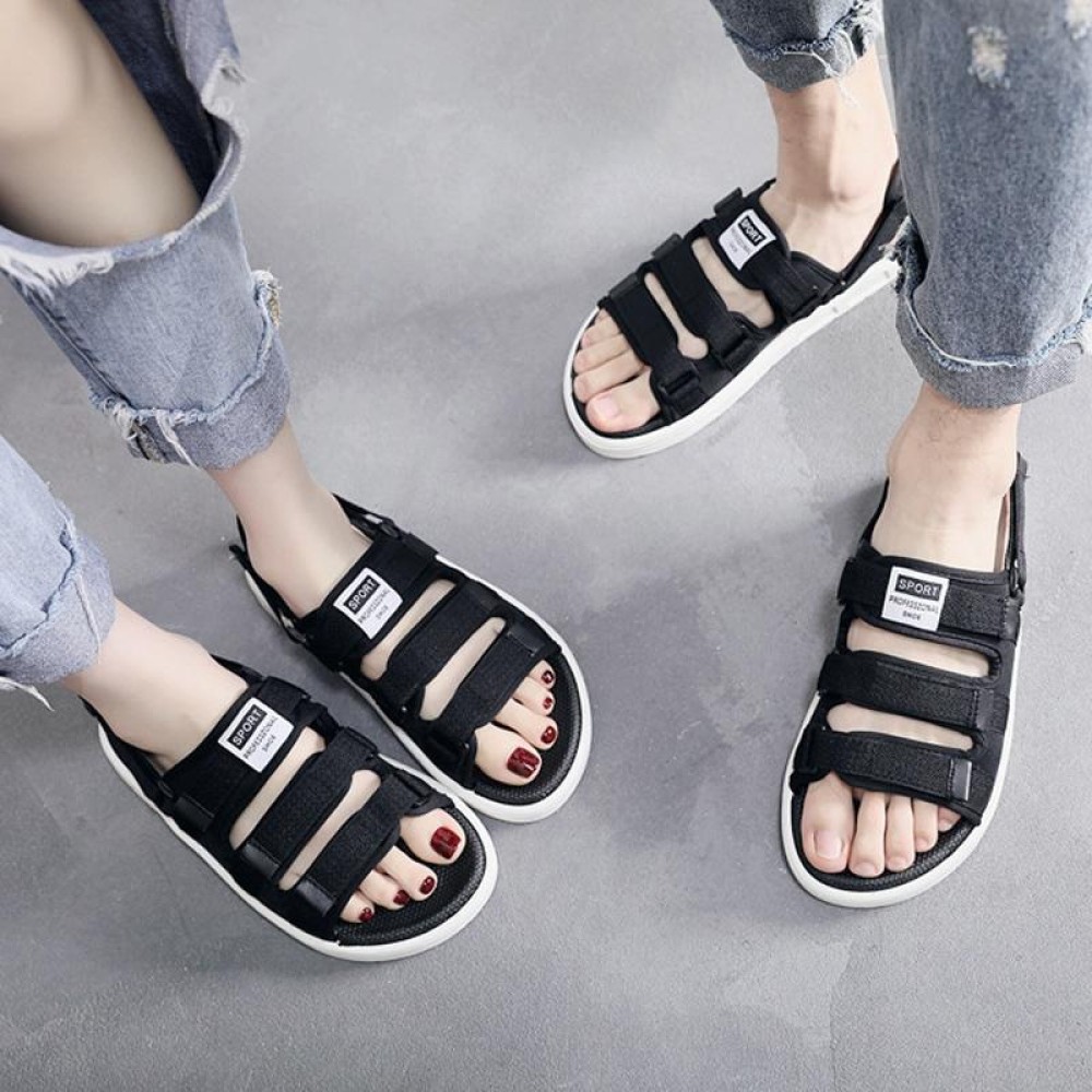 Summer Slippers Dual-purpose Beach Shoes Men Sandals, Size: 45(Black+White)