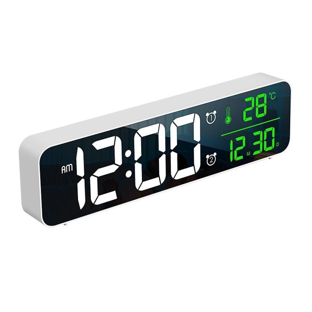 8810 LED Mirror Living Room Music Wall Clock with Temperature Date Display(White)
