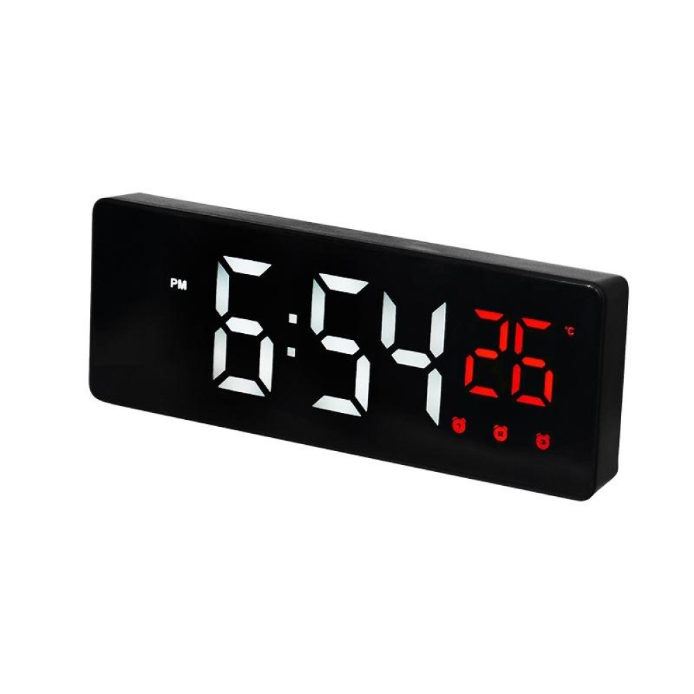 0715 Voice-activated LED Mute Date Temperature Display Electronic Clock(Black Surface Red Light)