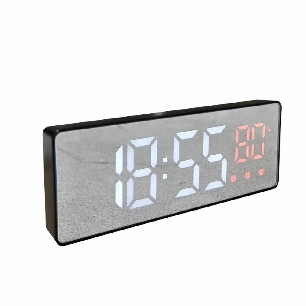 0715 Voice-activated LED Mute Date Temperature Display Electronic Clock(Black Shell Red Light)