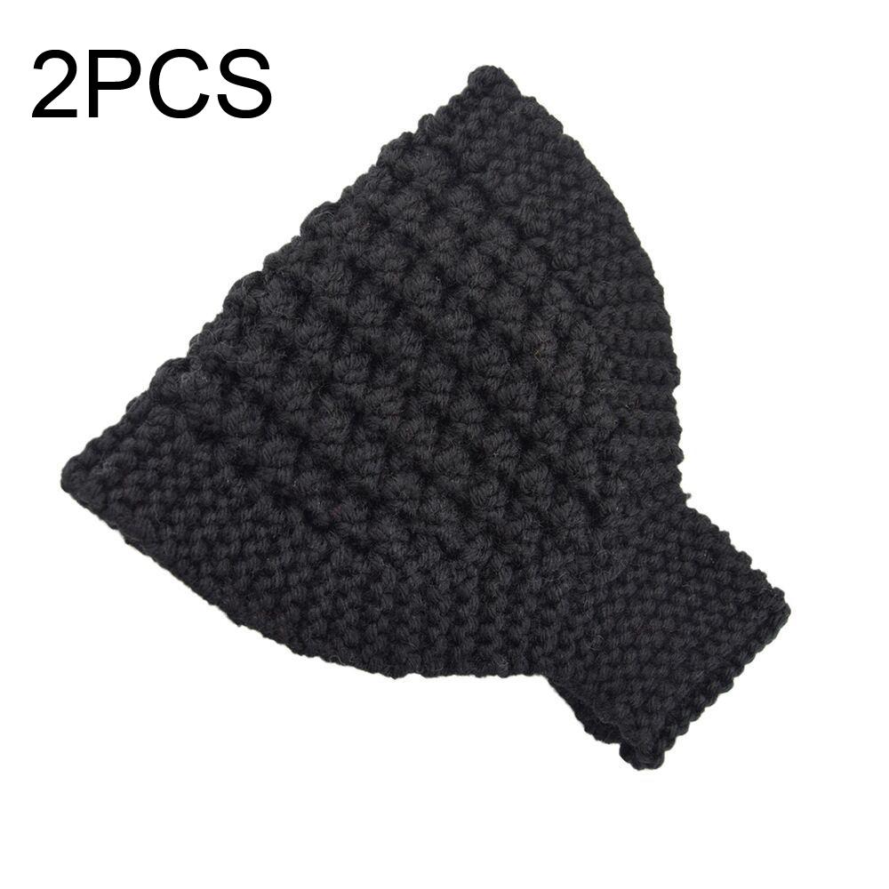 2 PCS Knitted Headband Warm Ear Protection Widened Head Cover Hair Accessories(Black)