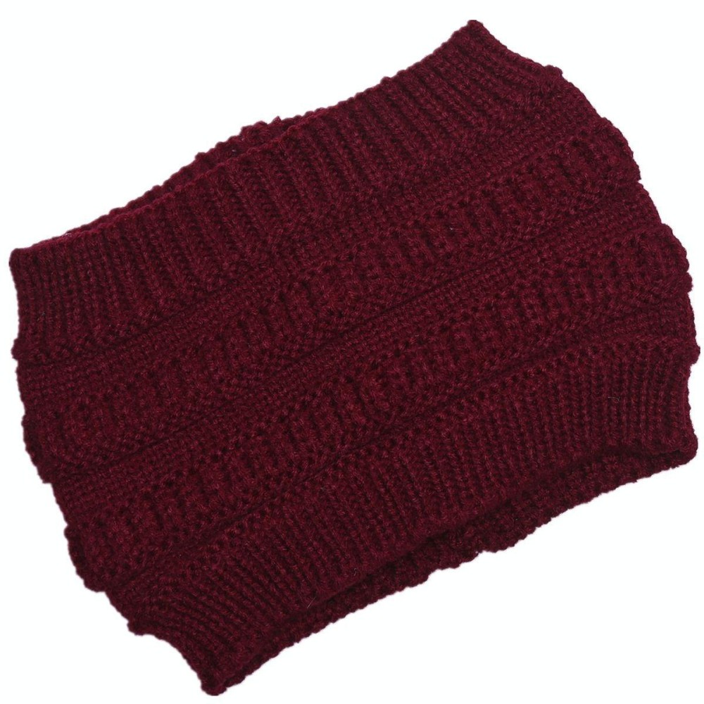 Autumn and Winter Women Knitted Headband Widening Face Wash Head Cover(Wine Red)
