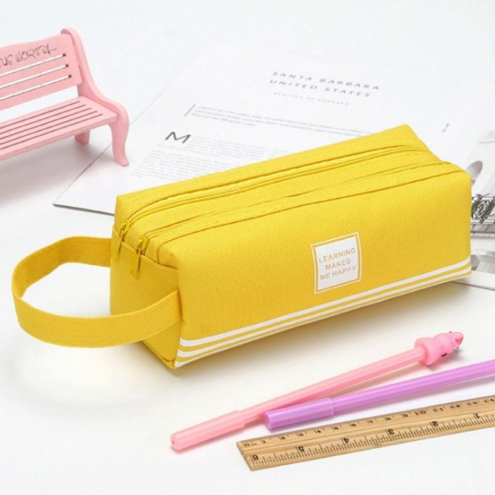 3 PCS Double Layer Large Capacity Oxford Cloth Stationery Bag, Color: Yellow