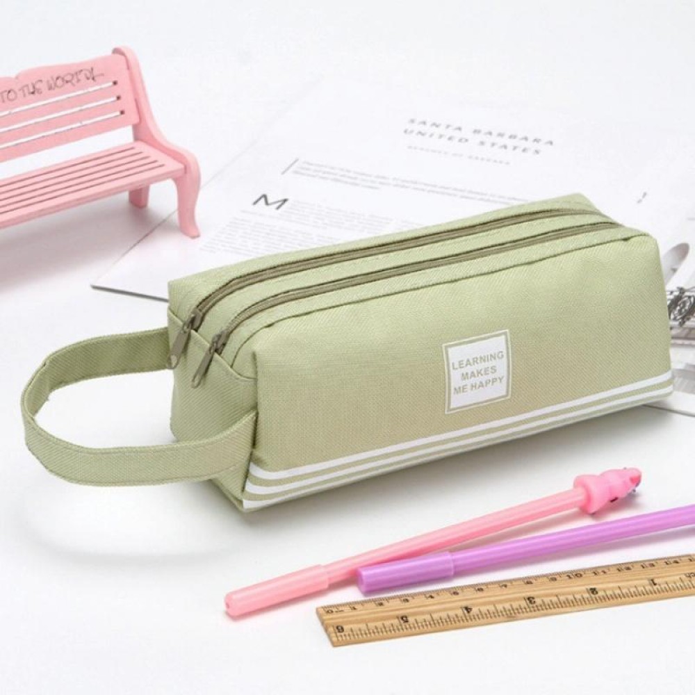 3 PCS Double Layer Large Capacity Oxford Cloth Stationery Bag, Color: Green
