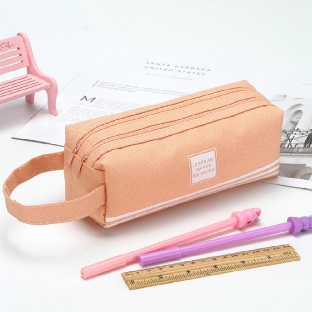 3 PCS Double Layer Large Capacity Oxford Cloth Stationery Bag, Color: Pink