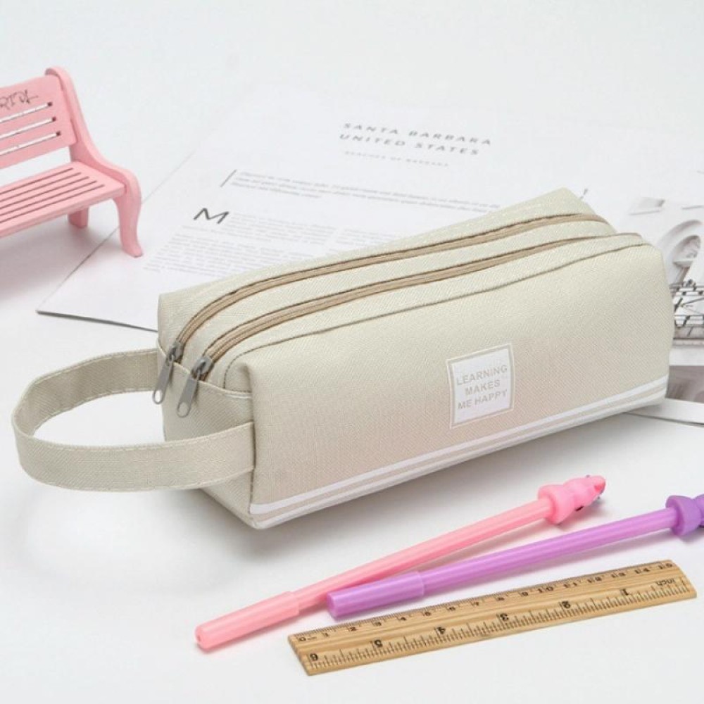 3 PCS Double Layer Large Capacity Oxford Cloth Stationery Bag, Color: Beige