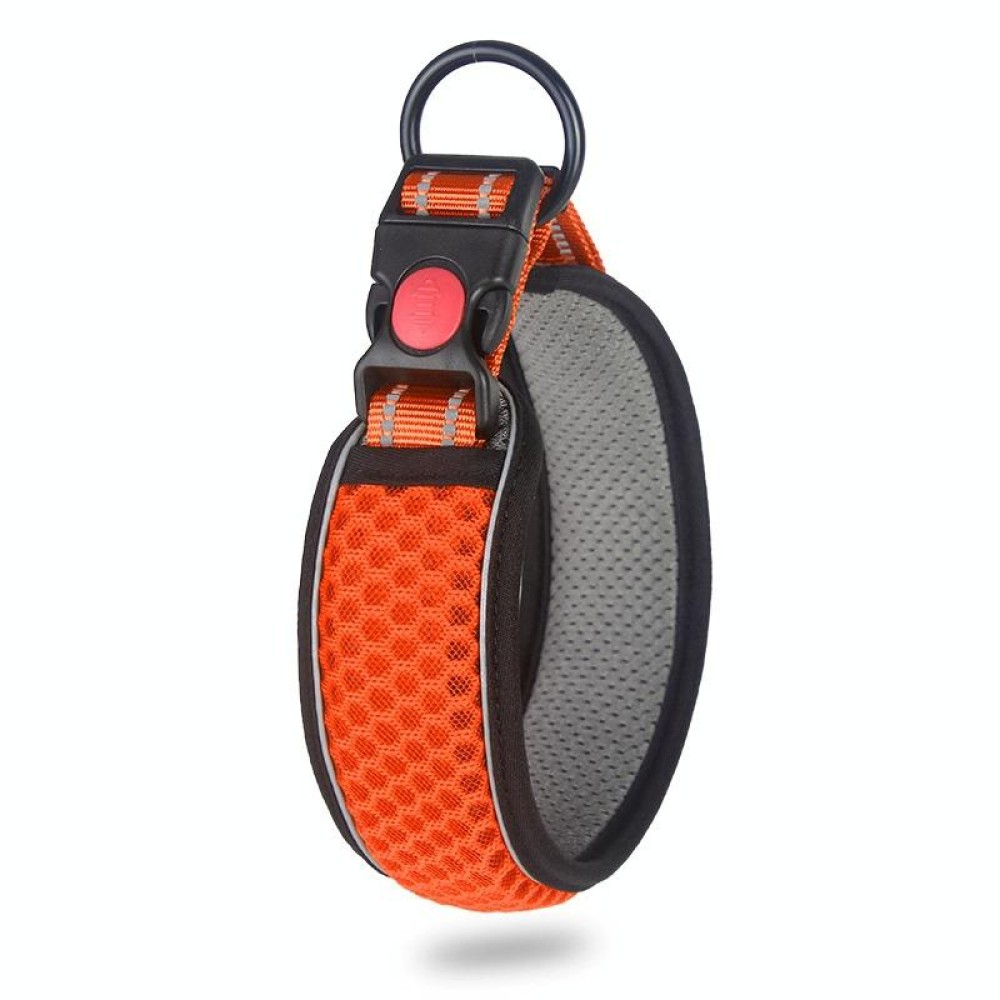 Honeycomb Net Dog Collar Neck Collar Breathable Reflective Anti-Strangle Collar S(Fluorescent Orange)