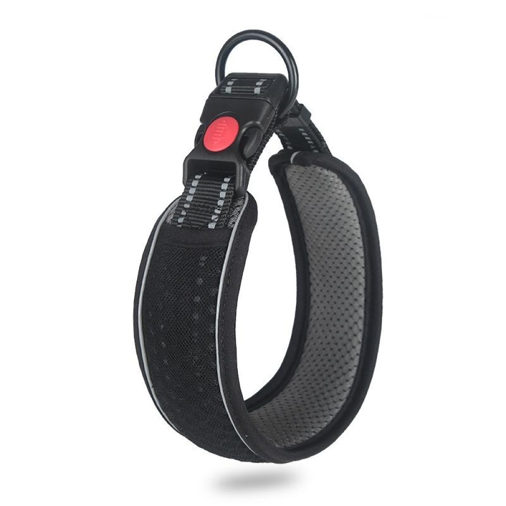 Honeycomb Net Dog Collar Neck Collar Breathable Reflective Anti-Strangle Collar XL(Black)