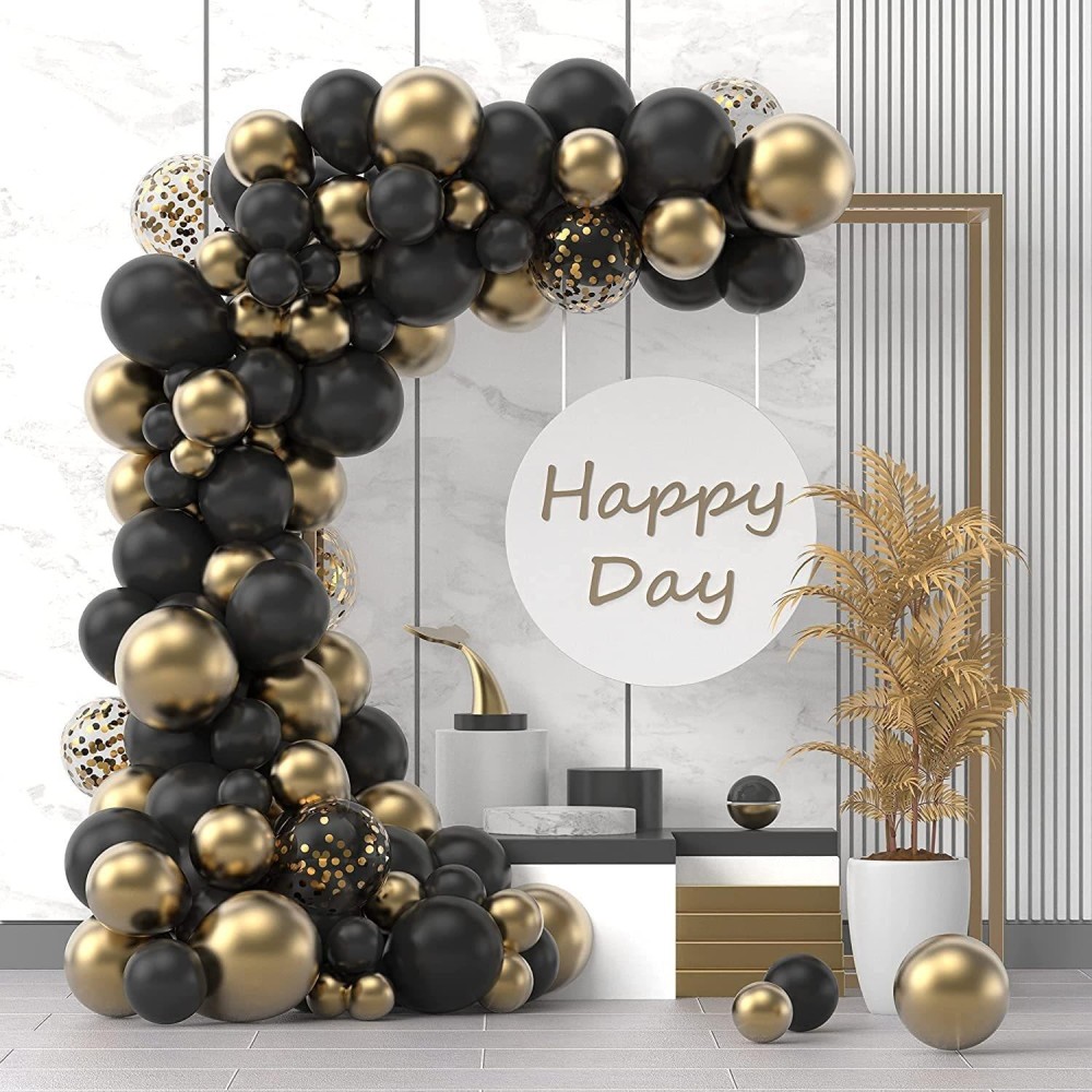 120 In 1 Black Gold Sequin Latex Balloons Wedding Birthday Party Decoration Supplies(QQTZ-1326)