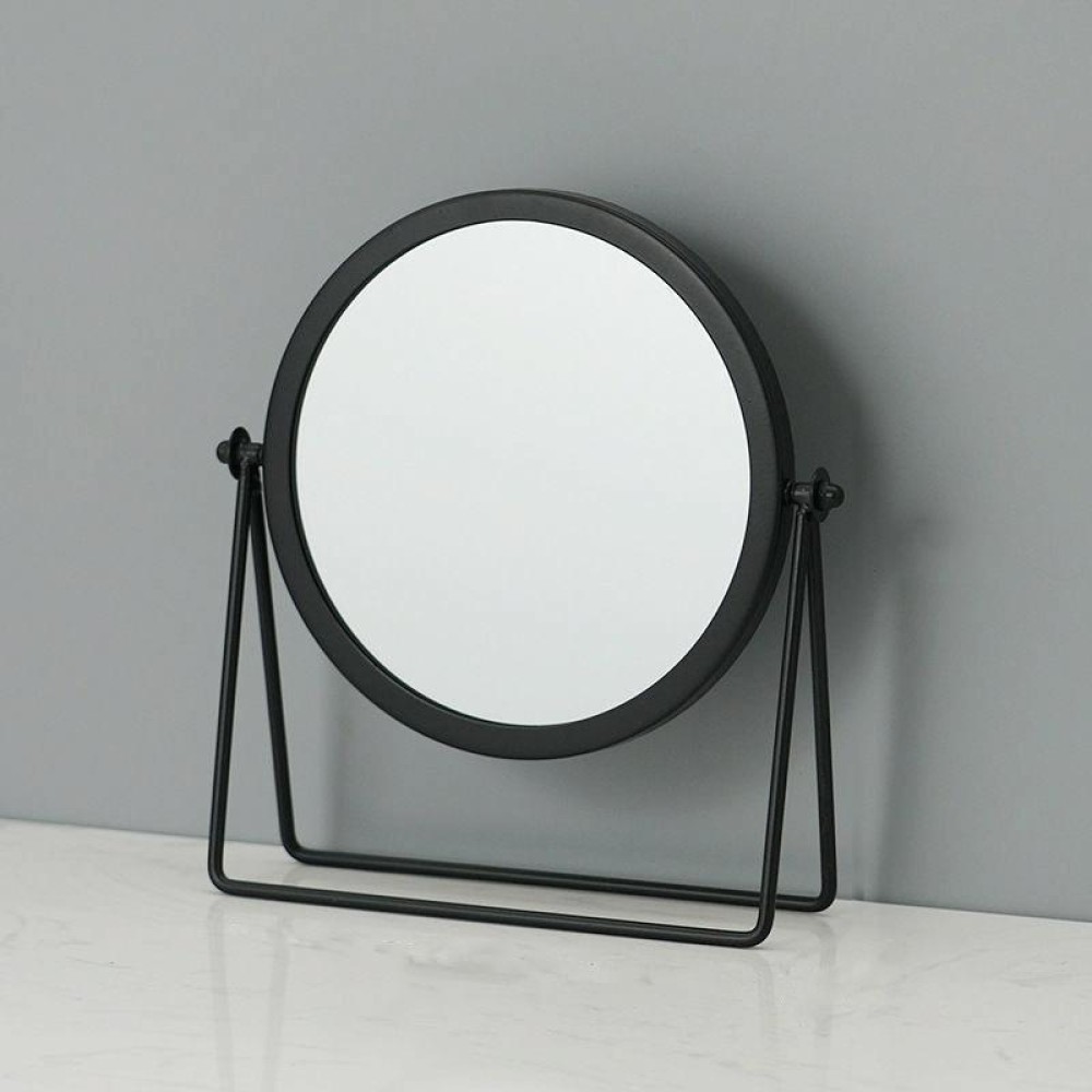 Desktop Makeup Mirror Simple Portable Mirror Rotating Dressing Mirror,Style: Black Stand Model