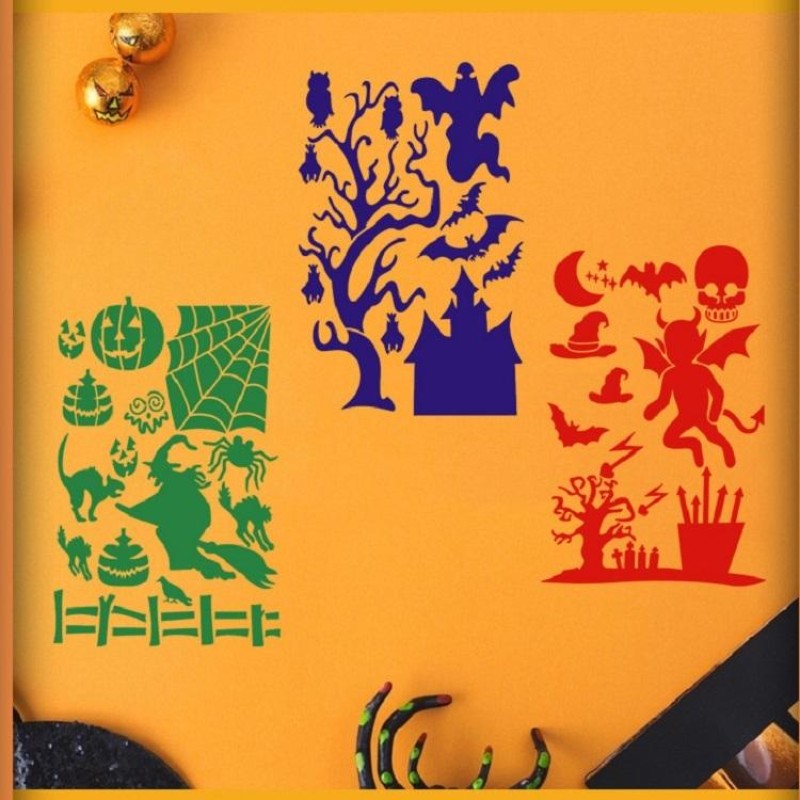 12pcs /Set Halloween Hollow Auxiliary Painting Wall Painting Template For Children