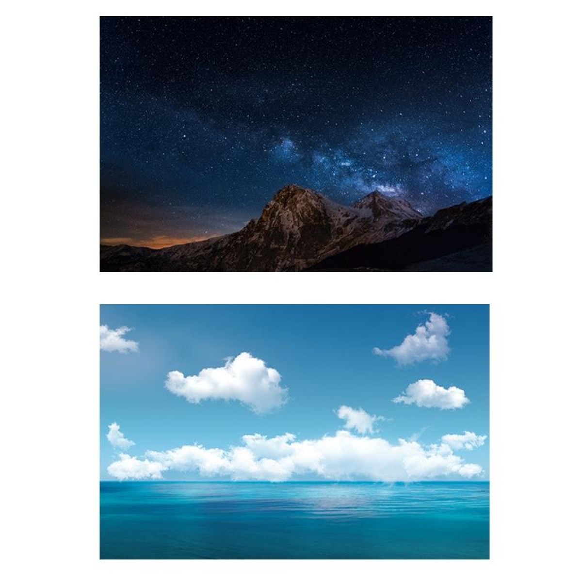 3D Double-Sided Matte Photography Background Paper(Sea Sky+Stars Mountains)