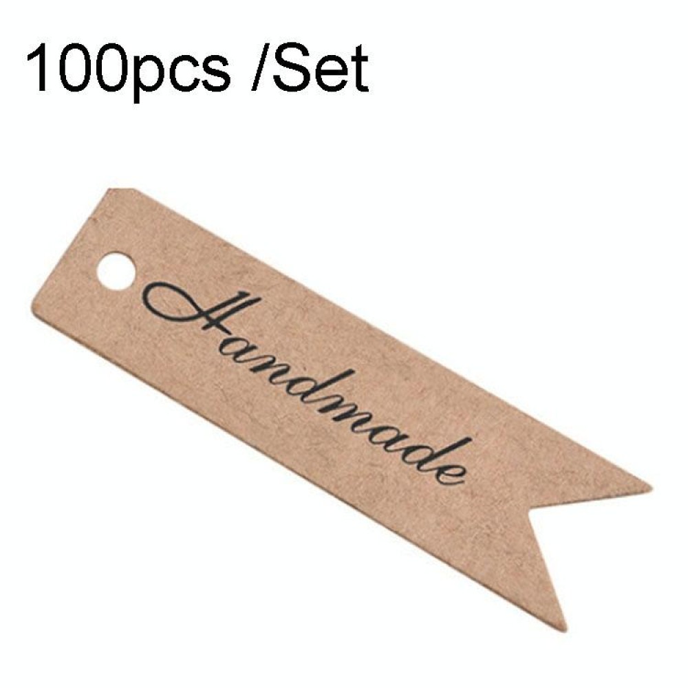 100pcs /Set Retro Baking Sticker Tag Swallow Tail Bookmark Gift Card, Style: Handmade (Cowhide)