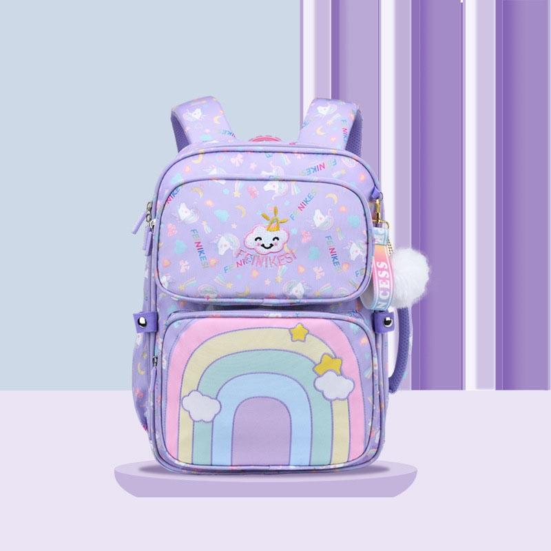 5177 Cute Unicorn Pattern Waterproof Breathable Student Schoolbag, Size: L (Purple)