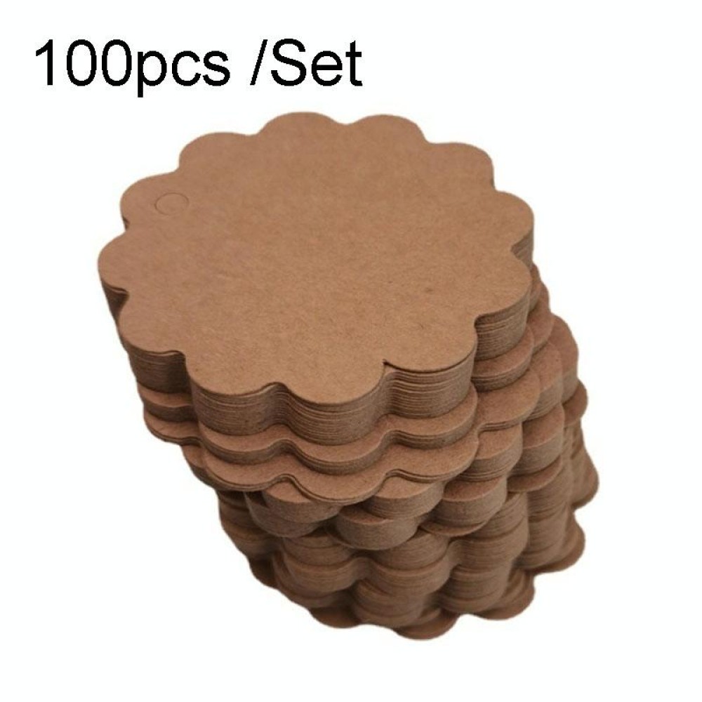 100pcs /Set Kraft Paper Tags Lace Round Blank Small Label(Cowhide)