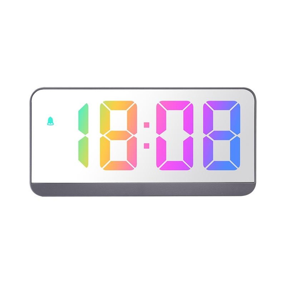 Colorful Fonts LED Electronic Alarm Clock Large Screen Clock(8009D Gray Shell)