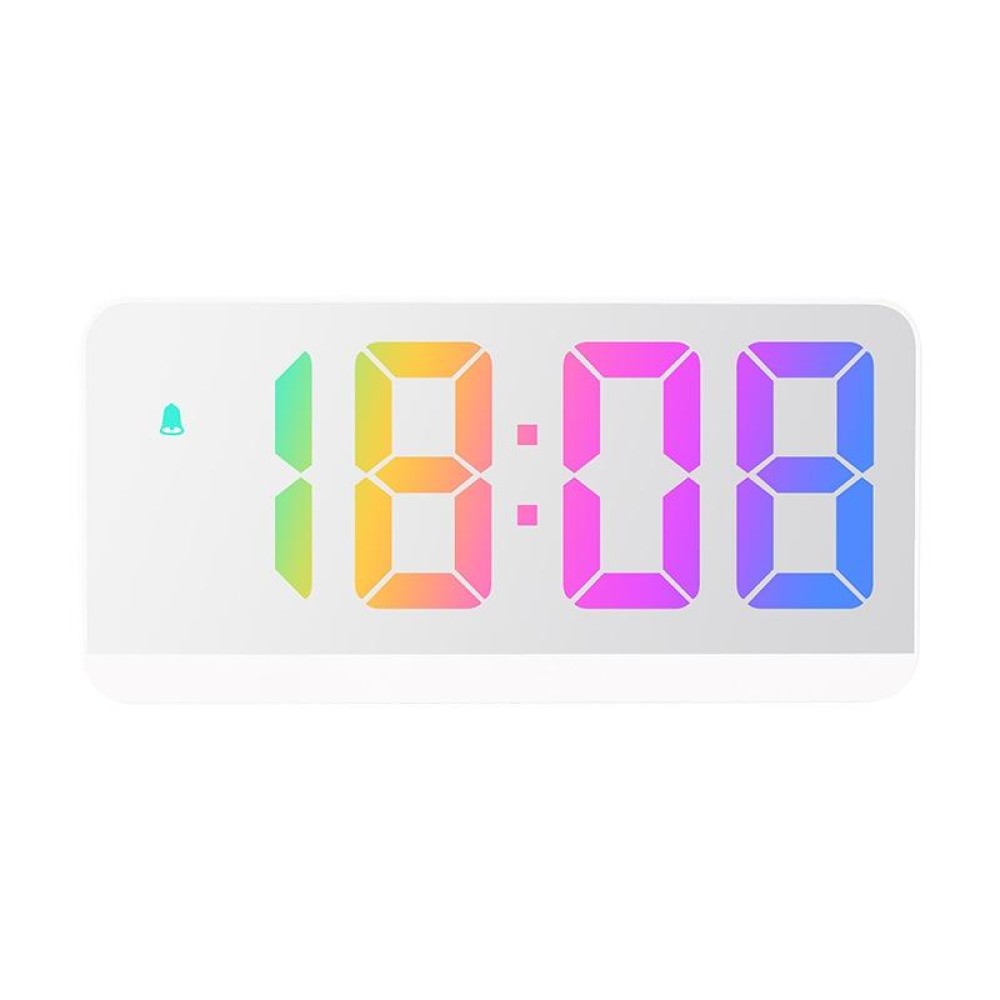 Colorful Fonts LED Electronic Alarm Clock Large Screen Clock(8009D  White Shell)