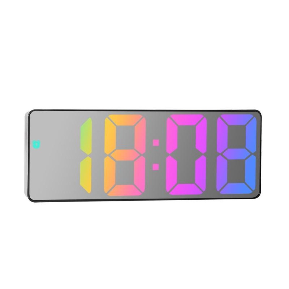 Colorful Fonts LED Electronic Alarm Clock Large Screen Clock(0725  Black Shell Mirror Surface D)