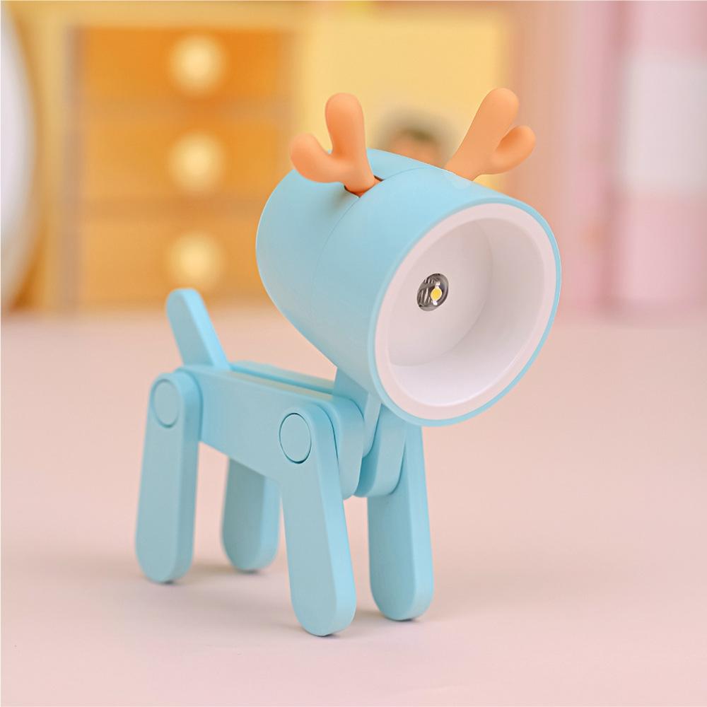 TL-23 LED Mini Foldable Cartoon Desk Lamp Pet Shape Decoration Table Lamp, Spec: Deer (Blue)