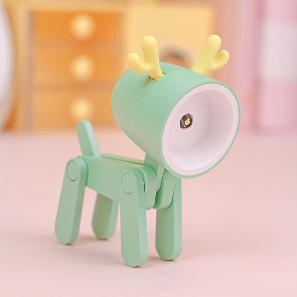 TL-23 LED Mini Foldable Cartoon Desk Lamp Pet Shape Decoration Table Lamp, Spec: Deer (Green)