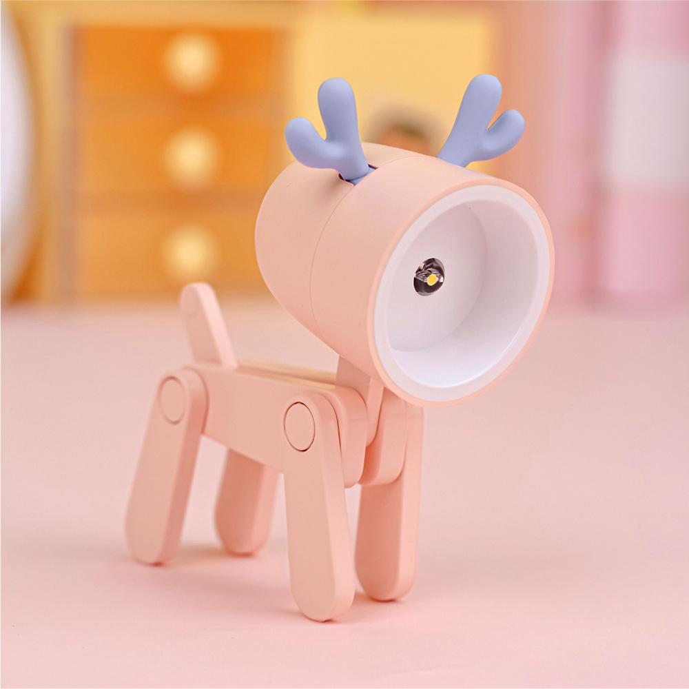 TL-23 LED Mini Foldable Cartoon Desk Lamp Pet Shape Decoration Table Lamp, Spec: Deer (Pink)