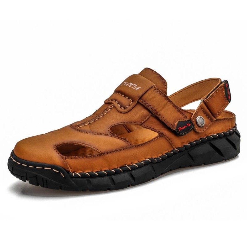 SY-71713 Brown Cowhide Two Wear Outdoor Casual Men Slippers(40)