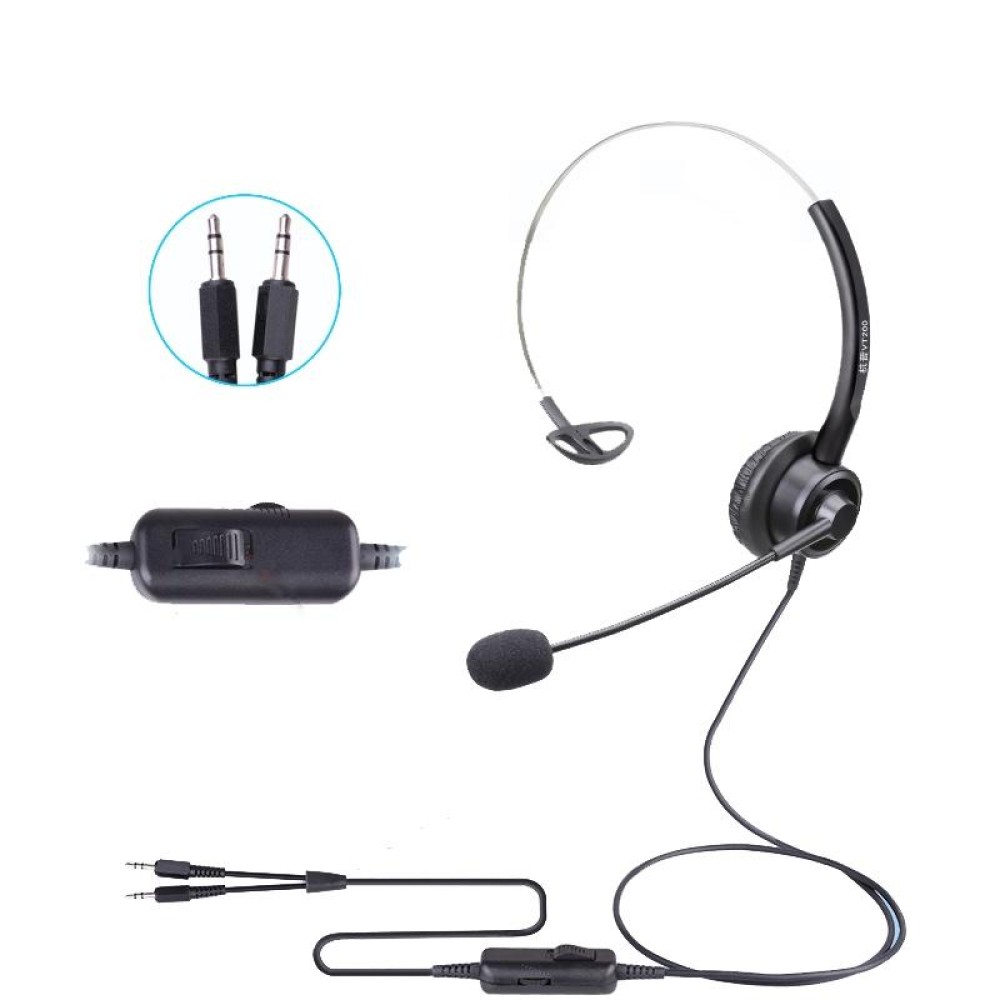 VT200 Single Ear Telephone Headset Operator Headset With Mic,Spec: 3.5mm Double Plug With Tuning