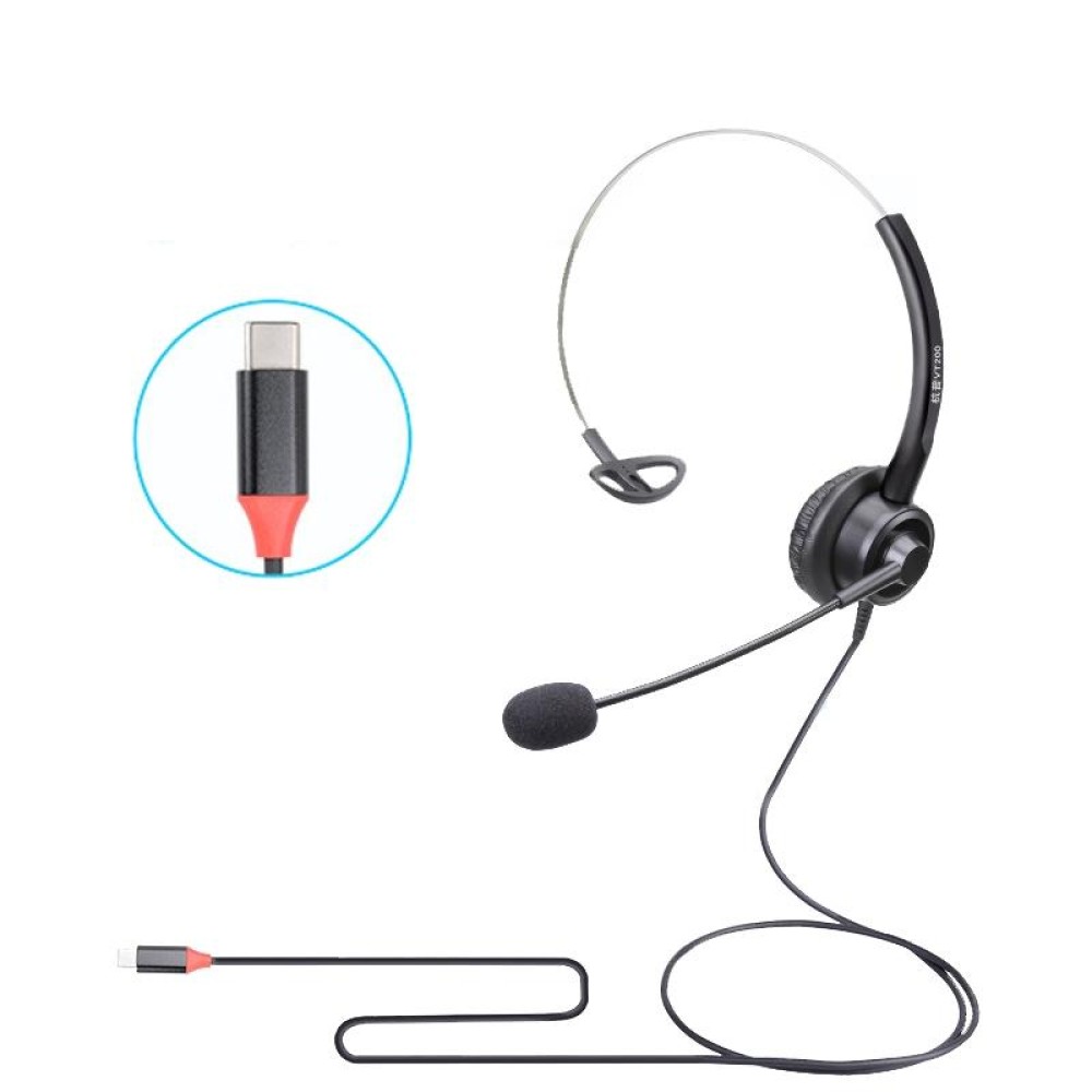 VT200 Single Ear Telephone Headset Operator Headset With Mic,Spec: Type-C