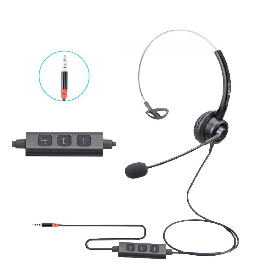 VT200 Single Ear Telephone Headset Operator Headset With Mic,Spec: 3.5mm Single Plug With Answer Key