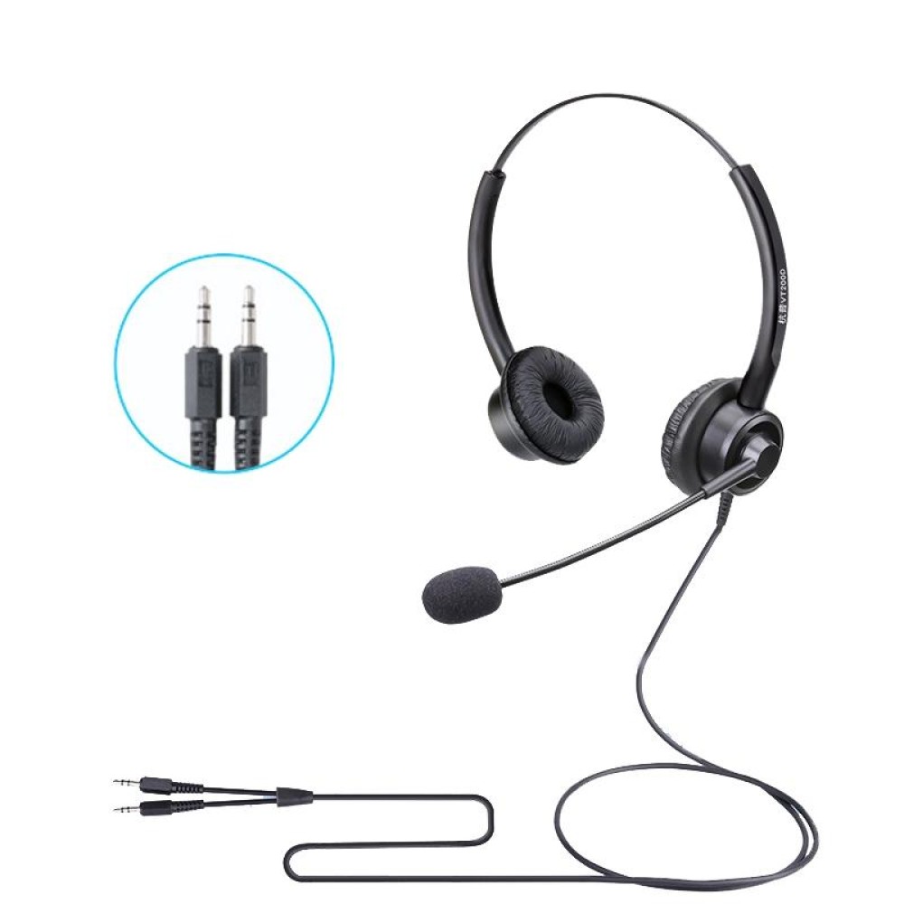 VT200D Double Ears Telephone Headset Operator Headset With Mic,Spec: PC Double Plug