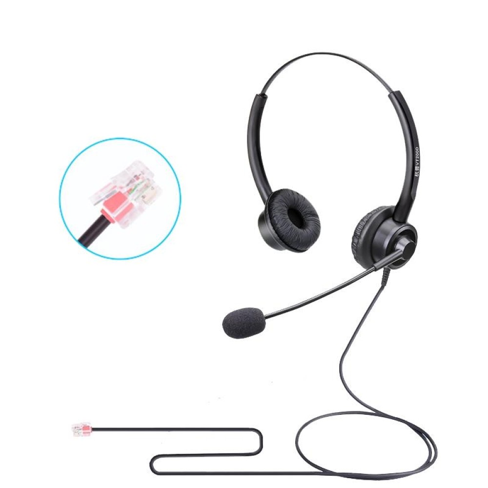 VT200D Double Ears Telephone Headset Operator Headset With Mic,Spec: Crystal Head