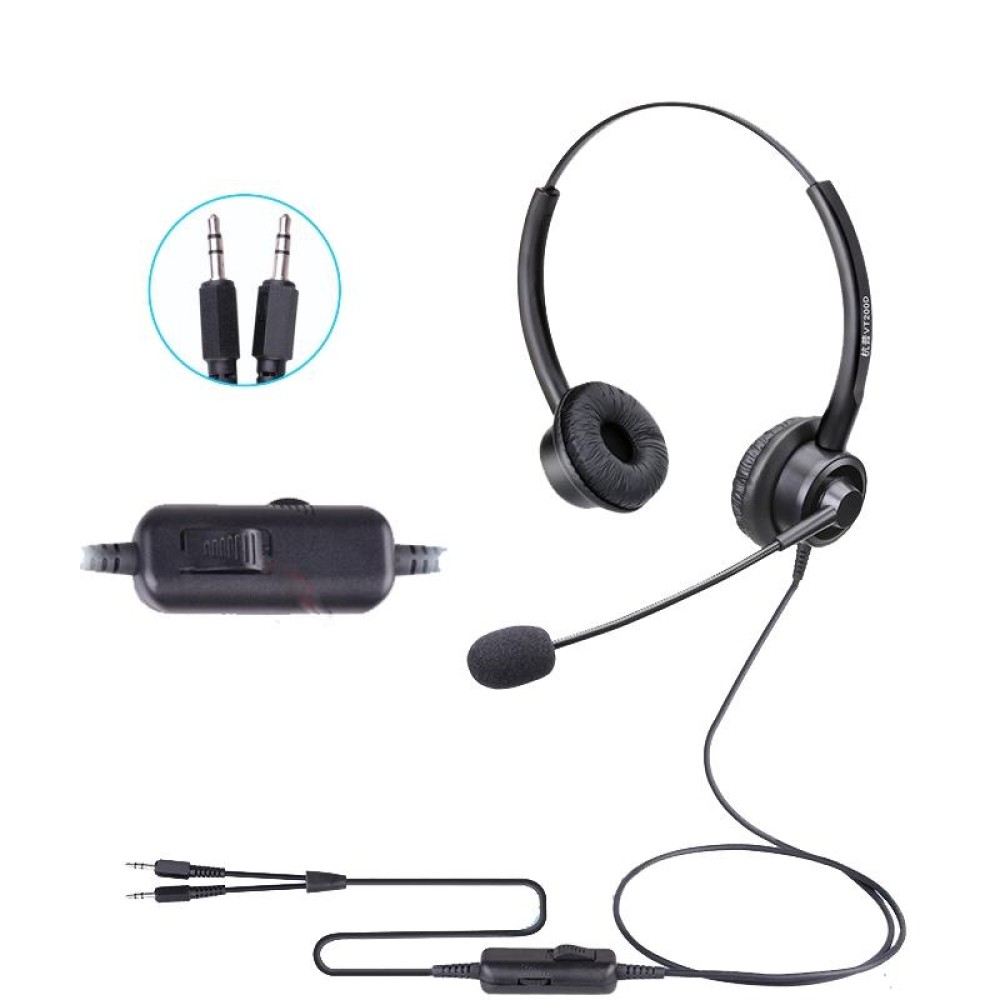 VT200D Double Ears Telephone Headset Operator Headset With Mic,Spec: PC Double Plug with Tuning