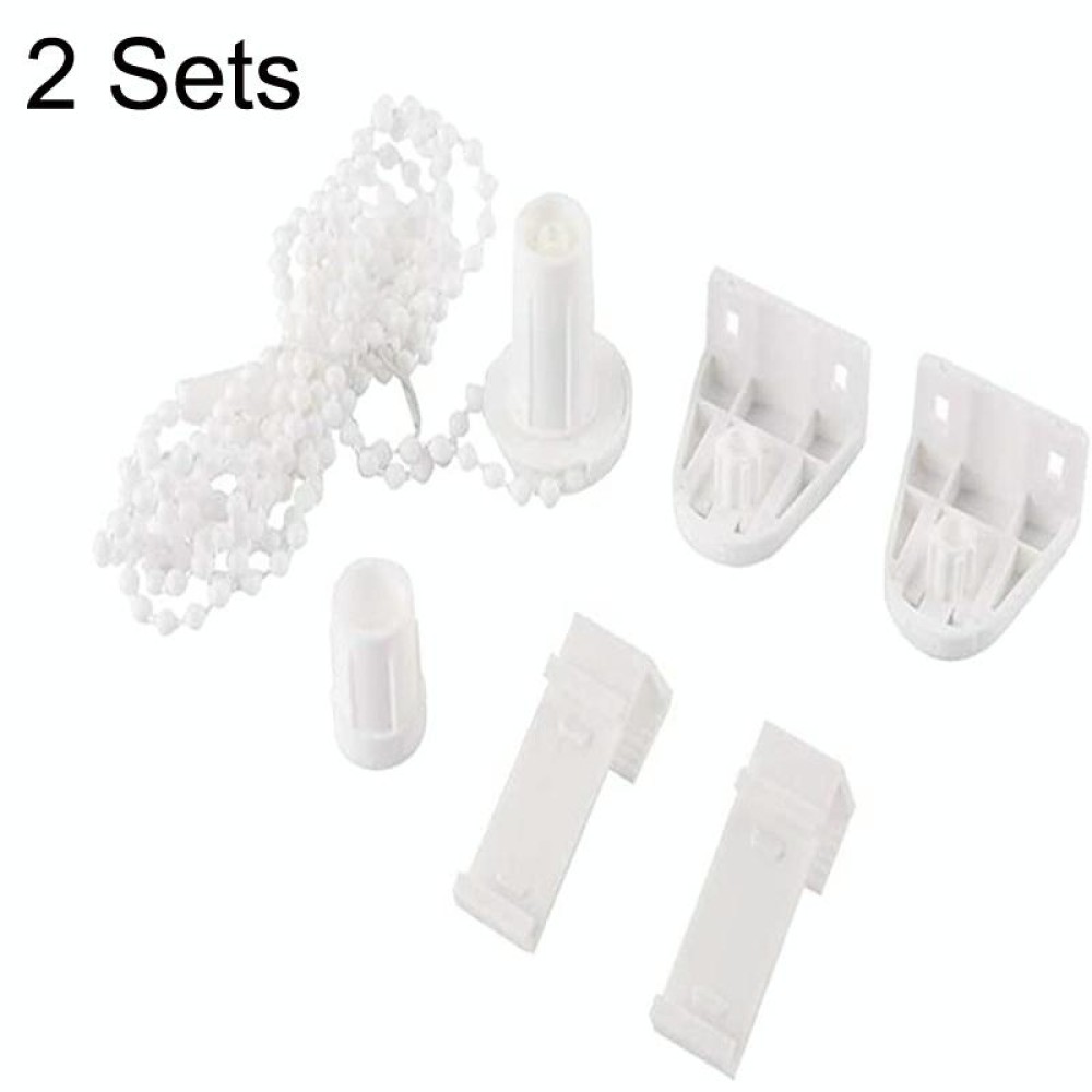 2 Sets 17mm Shutter Curtain Control Head With 2m Pull Beads Chain Set(White)