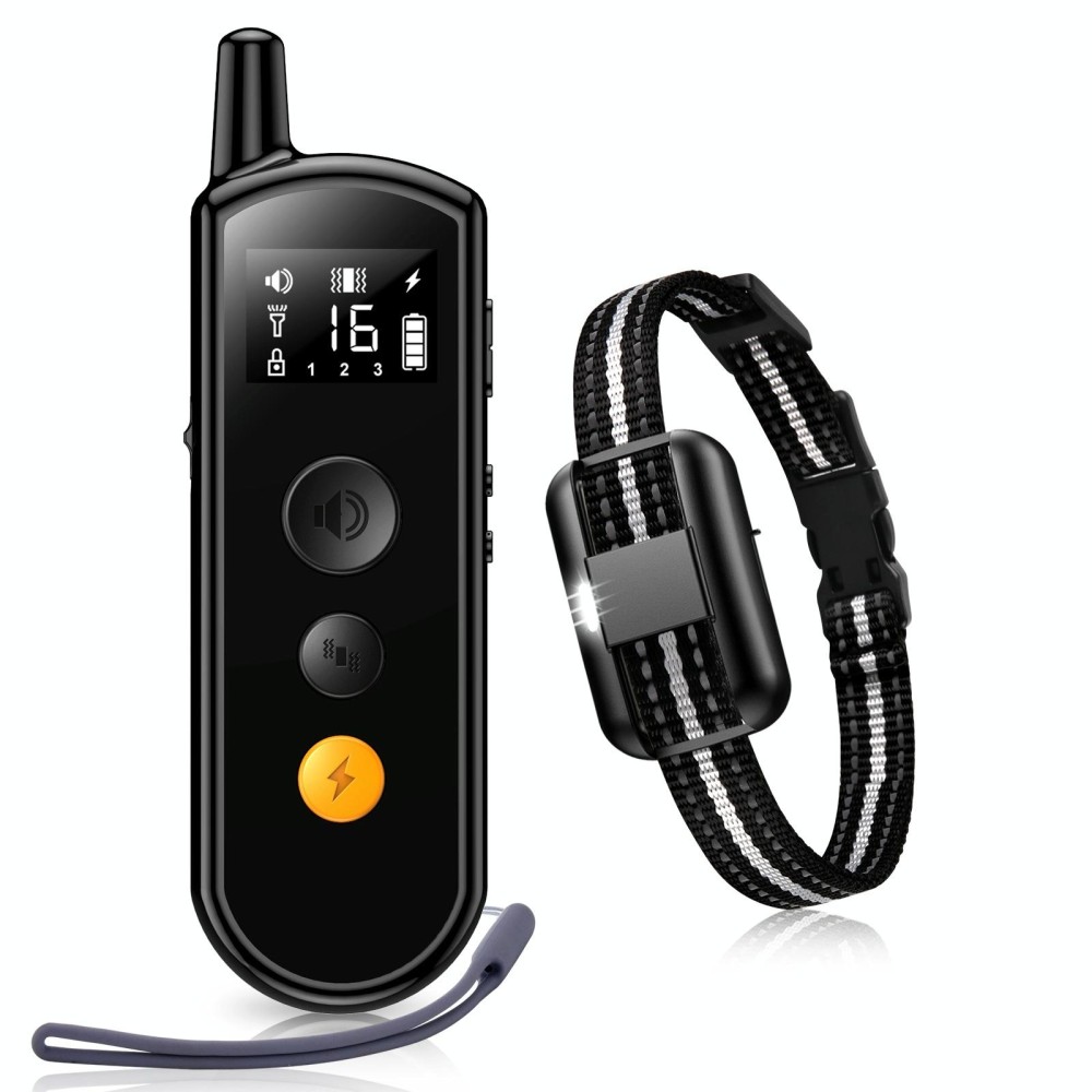 Remote Dog Trainer Rechargeable Waterproof Pet Electric Shock Collar Receiver+Remote Control