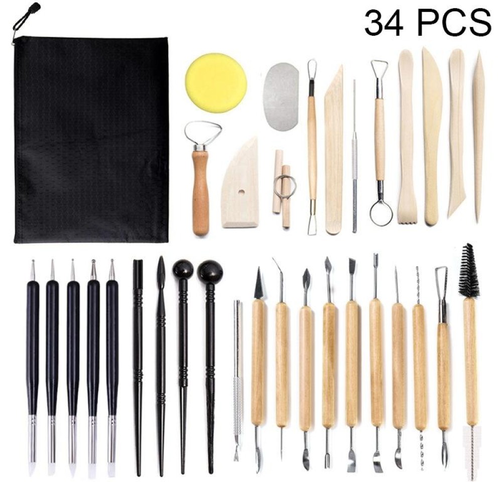 34 PCS/Set Pottery Tool Set Clay Carving Knife Indentation Pen Set