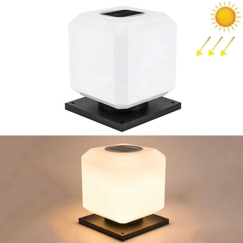 003 Solar Square Outdoor Post Light LED Waterproof Wall Lights, Size: 20cm (Warm Light)