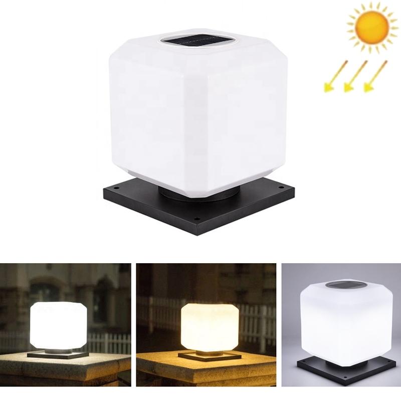003 Solar Square Outdoor Post Light LED Waterproof Wall Lights, Size: 20cm (Tricolor Light)