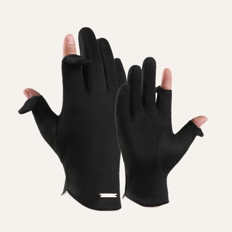 Touch Screen Plus Velvet Keep Warm Riding Gloves, Size: One Size(Men Black)